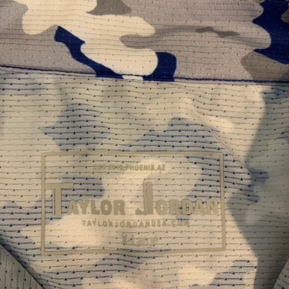 Taylor Jordan Top Womens XL Extra Large Blue Grey Camo Long Sleeve Mock Golf - Picture 9 of 13